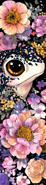 Free printable frog bookmark featuring peering out frog floral